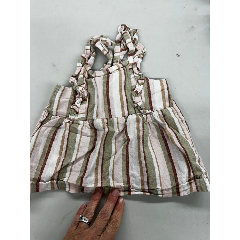 Carters Baby Girl Striped Ruffle Sleeveless Top Sage Pink Rust 18M